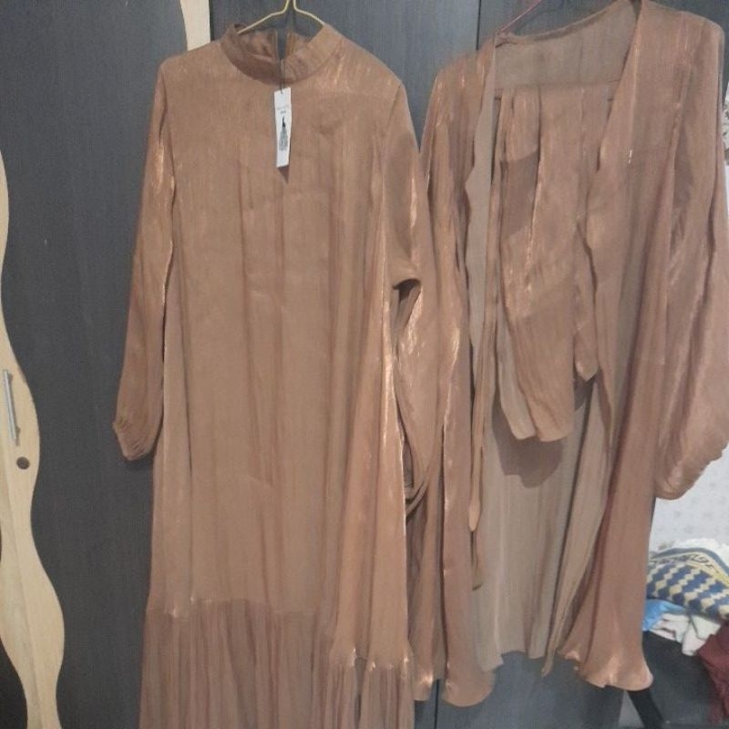 dress shimmer shella saukia jumbo with outer free tali dan pasmina