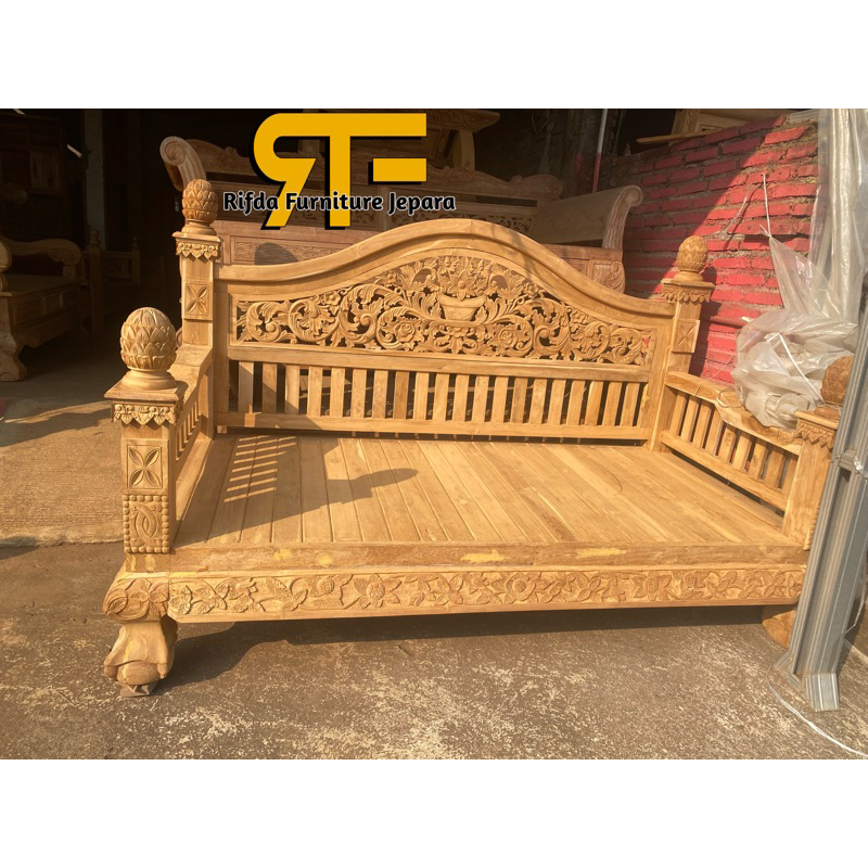 Bangku bale-bale jati ukir rahwana jumbo grade A