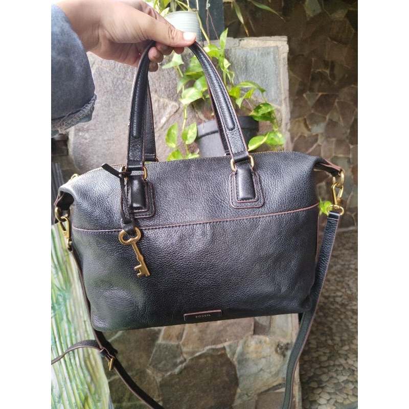 PRELOVED PL TAS BAG FOSSIL MADDOX JULIA SATCHEL BLACK HITAM
