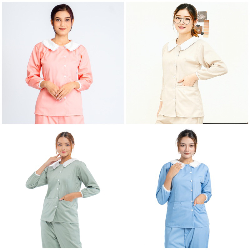 EMILY lengan panjang nanny uniform/ baju suster/ seragam hotel spa salon