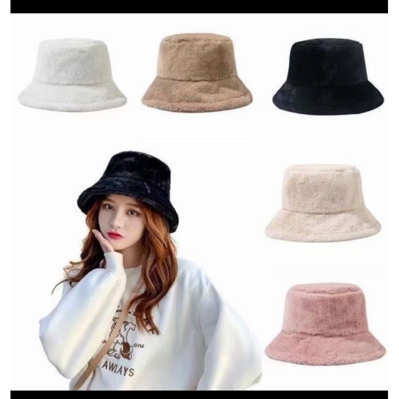 Topi Wanita Korea Bulu Fashion