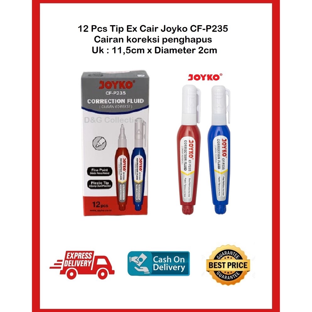 

[♡M90➢] 12 PCS TIPEX CAIR JOYKO CF-P235 / TIP X CAIRAN KOREKSI JOYKO CF-P235 GROSIR [90]