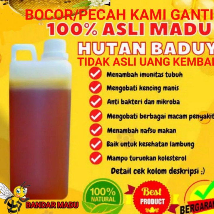 

[KODE PRODUK LSTT88056] MADU BADUY RAW HONEY 100% MADU ASLI DAN MURNI 1 KG(FREE SAFETY PACKING)