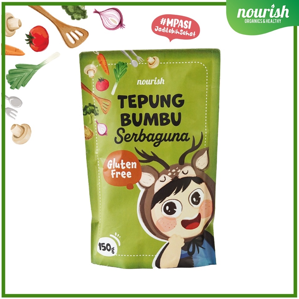 

[KODE PRODUK AEQR09239] Nourish Tepung Bumbu Serbaguna Gluten Free / Tepung MPASI / Tepung No MSG