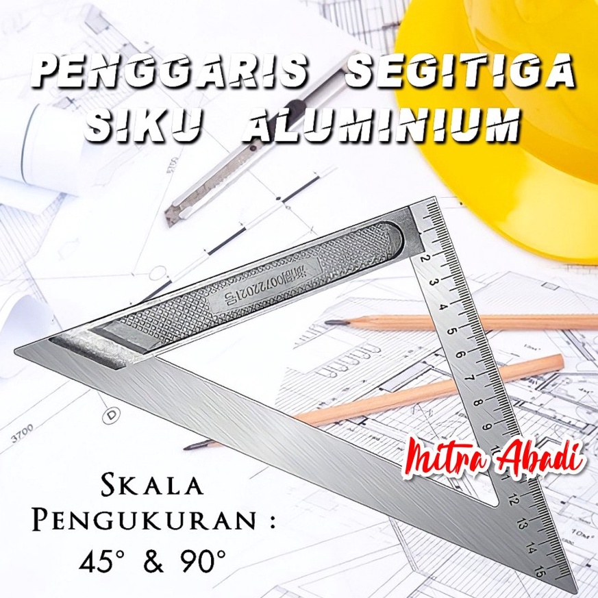 

D!skon Penggaris Segitiga Siku Aluminium Stainless Triangle Ruler MULTIFUNGSI [94]