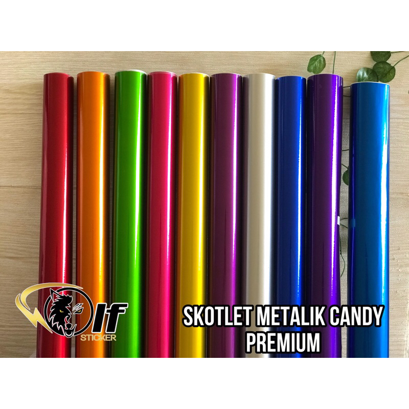 Skotlet Metalik Candy Glossy Lembaran untuk Wrapping Motor dan Mobil