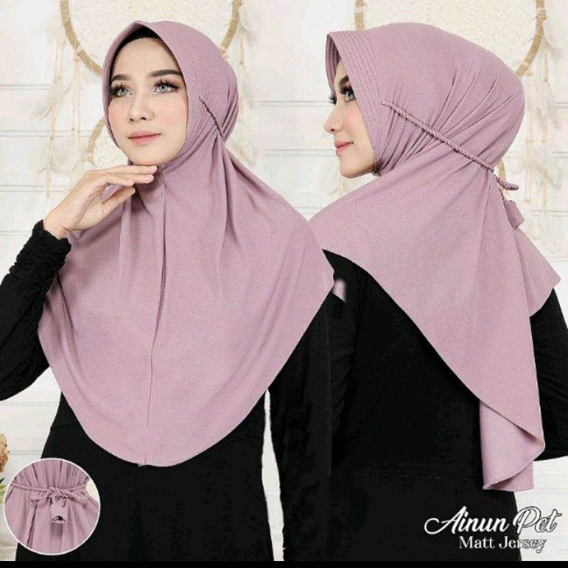 HIJAB INSTAN HAMIDAH BERGO PET TALI KEPANG/HIJAB BERGO PINGUIN TALI ULIR BAHAN JERSY