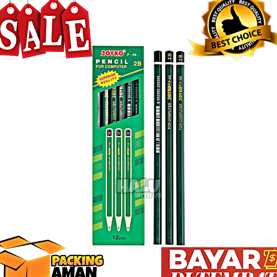 

Terkini (BISA COD) PROMO 12 Pcs Joyko Pencil / Pensil P-88 / 2B / 1 BOX 12 PCS / Alat Tulis / Pensil Tulis
