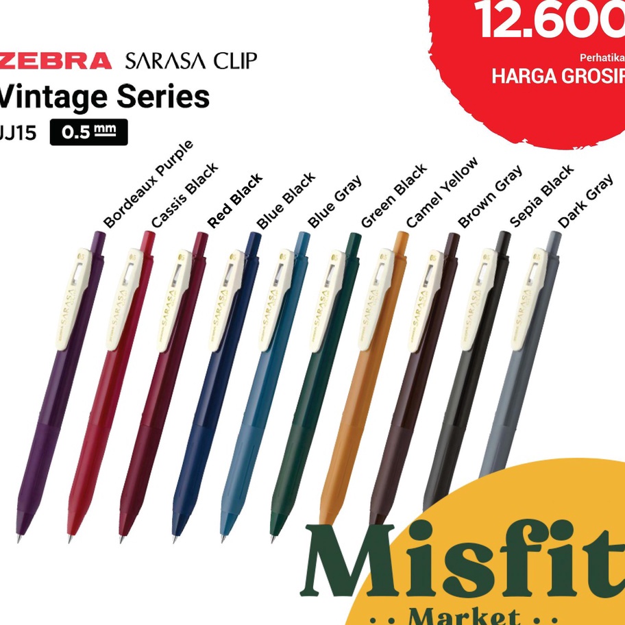 

Stok Banyak ZEBRA SARASA CLIP JJ15 Gel Pen 0.5 mm VINTAGE Pulpen