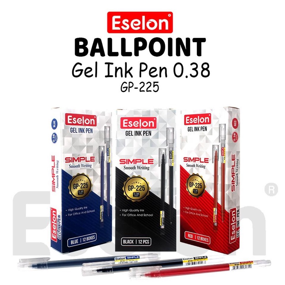 

[KODE ZM6jk] 12pcs Pulpen Gel Simple ESELON GP-225 / 1 pak Pulpen Gel Office