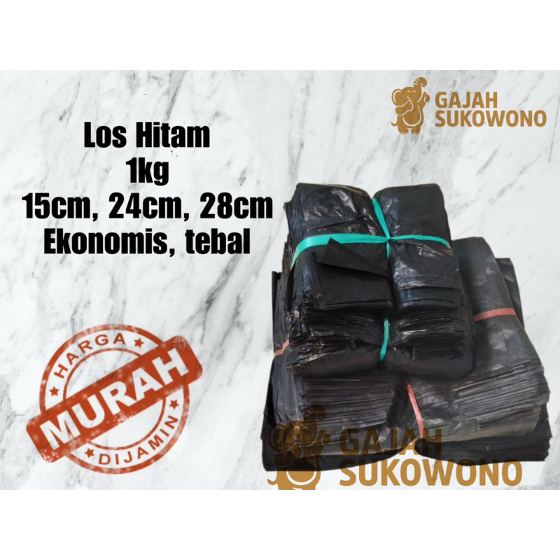 Kresek los hitam 1kg kiloan plastik kresek los hitam Besar Sedang Kecil