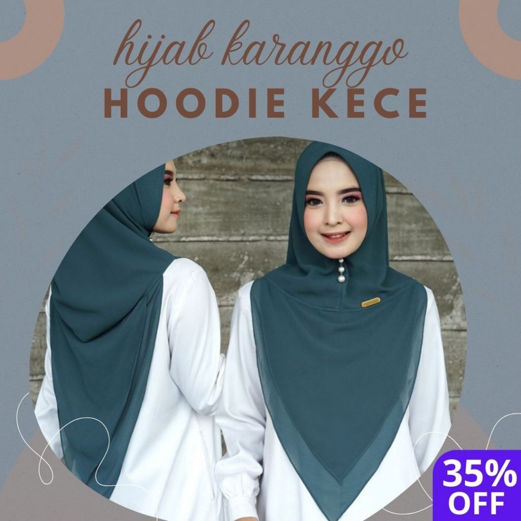 Hijab Hoodie KECE Karanggo Ceruty Premium instan elegant