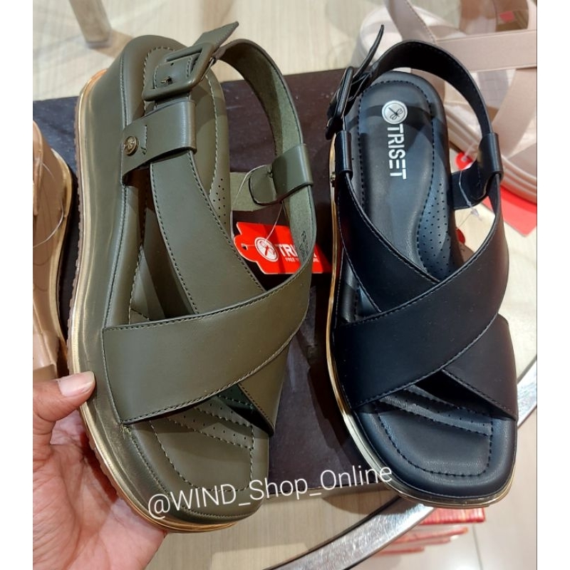 DISKON‼️ PROMO TRISET Sepatu sandal wedges wanita tali belakang 36-40