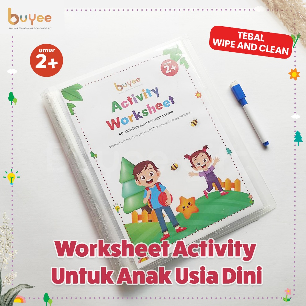 BUYEE GIFT - Activity Worksheet | Lembar Kerja Edukasi Anak | Buku Belajar Anak Usia Dini 2-4 Tahun