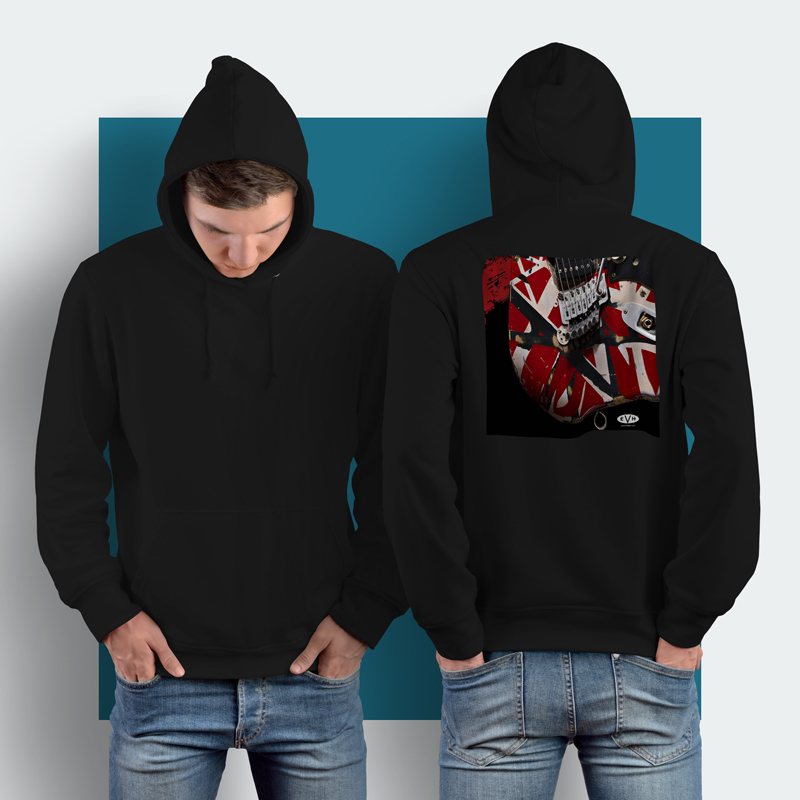 Jaket Hoodie Eddie Van Halen Guitar Hoodie Jumper Pullover & Zipper (Ritsleting) Bahan Cotton Fleece
