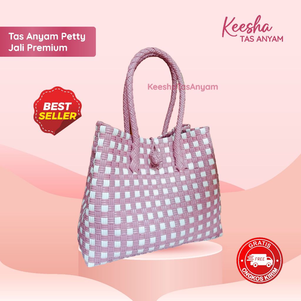 Tote Bag Aesthetic Tas Anyam Plastik Petty Jali Premium Handmade Terbaru Terlaris  By Keesha