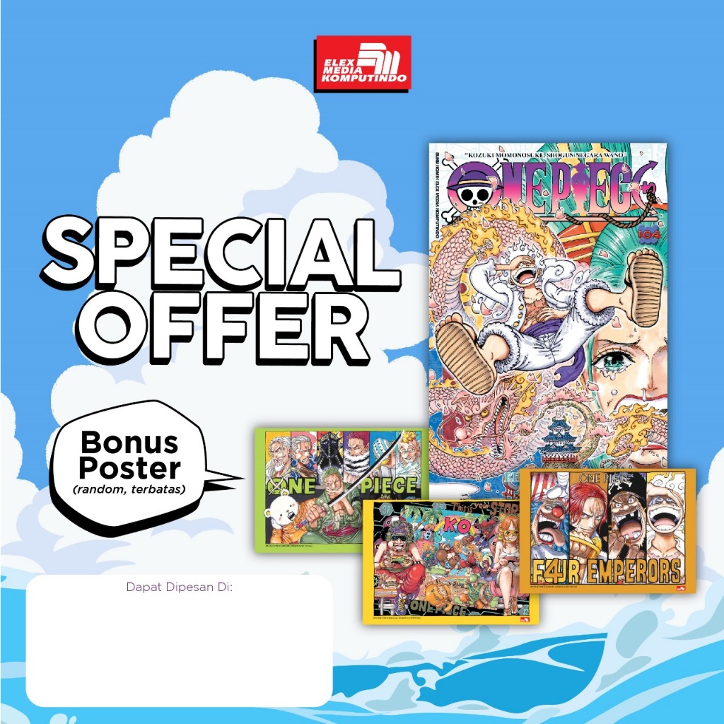 KOMIK ONE PIECE 104 + BONUS - Eiichiro Oda - Elex