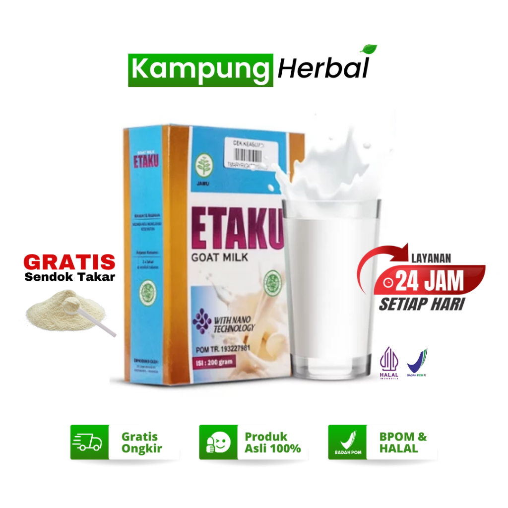 

Susu Pasien Ginjal Dialisis Susu Kambing Etawa Etaku Goat Milk 200gr BPOM & HALAL MUI