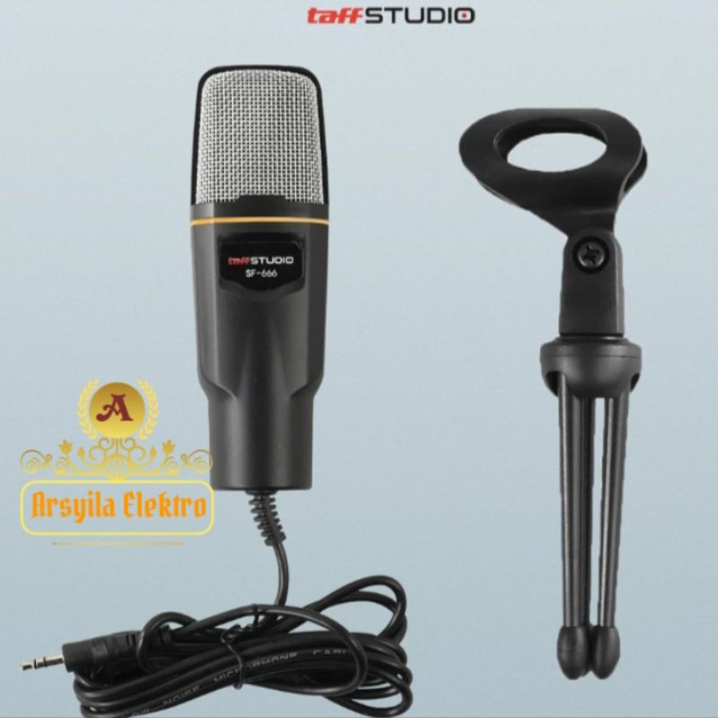 Mikrofon Kondenser Studio dengan Stand Taffstufio - SF666/ Mic Condenser