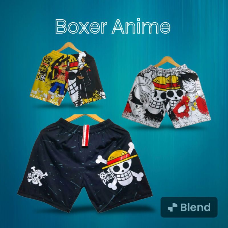 ONE PIECE CELANA PENDEK KOLOR CELANA BOXER CELANA SANTAI MOTIF ONE PIECE MONKEY D LUFFY