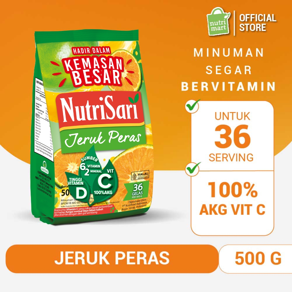 

NutriSari Jeruk Peras Powder Refill 500gr - Minuman Buah Vitamin C