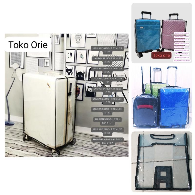 GROSIRAN SARUNG KOPER PLASTIK MIKA / LUGGAGE COVER / PELINDUNG KOPER ( CABIN, 16”, 18”, 20”, 22”, 24