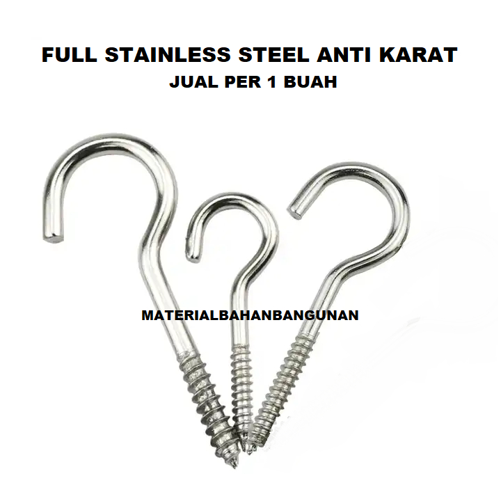 Skrup Gantung Buka M 4 Full Stainless Steel Kandang Burung Sekrup Tanda Tanya M4 Screw Cup Sheep Hoo