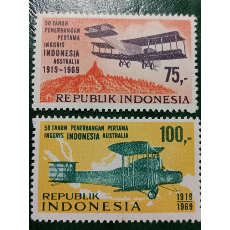 

Prangko Indonesia 2 pcs Penerbangan tahun 1969 Un used