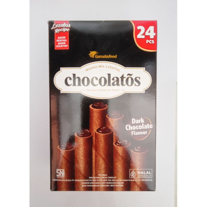 

chocolatos dark chocolate wafer stick per pak isi 24 pcs