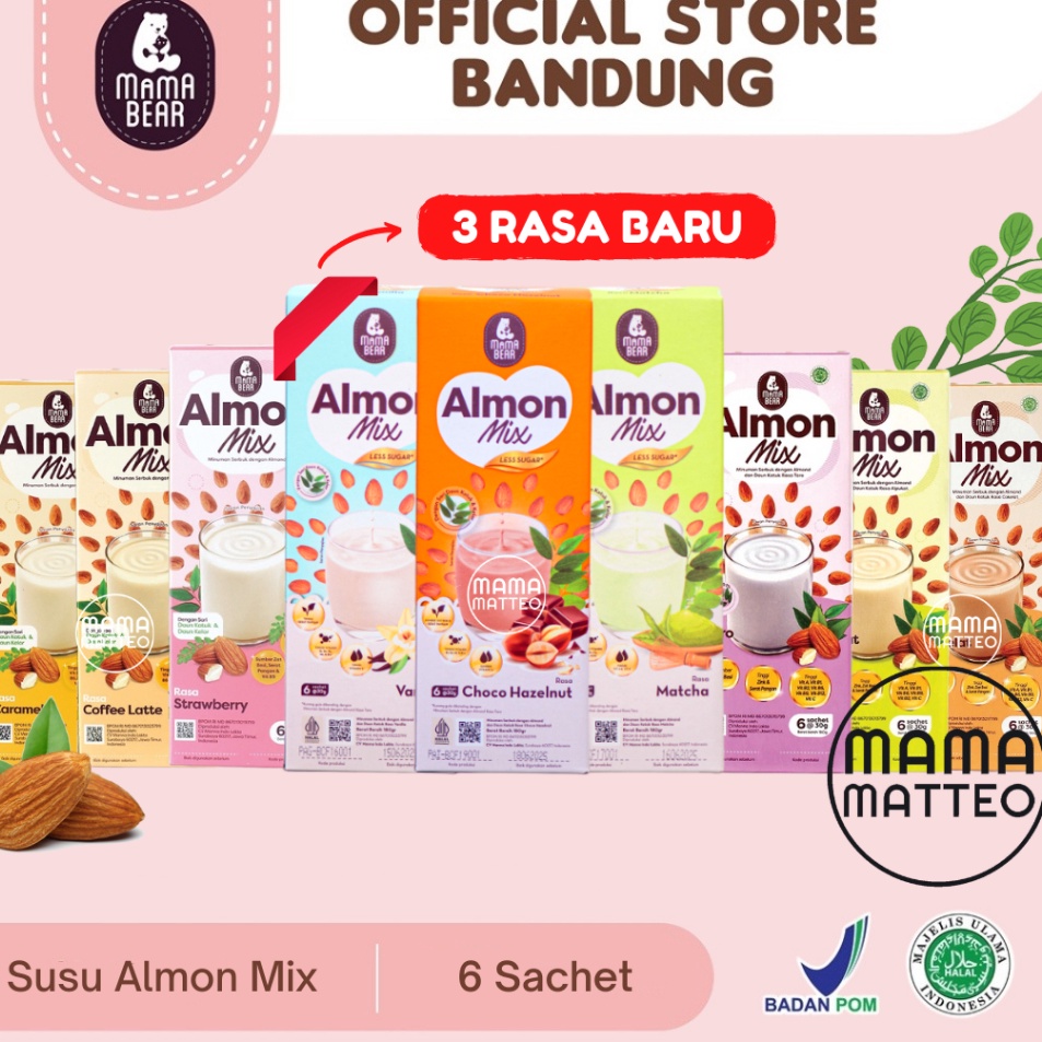 [KODE LHQNT] MamaBear Almon Mix Almond / Mama Bear Cokelat Coklat Alpukat Taro Strawberry Coffee Lat
