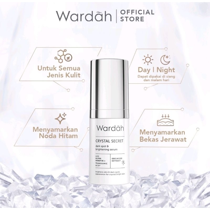 Wardah Crystal Secret Dark Spot & Brightening Serum 20 ml - Serum dengan Ekstrak Edelweiss - Mencera