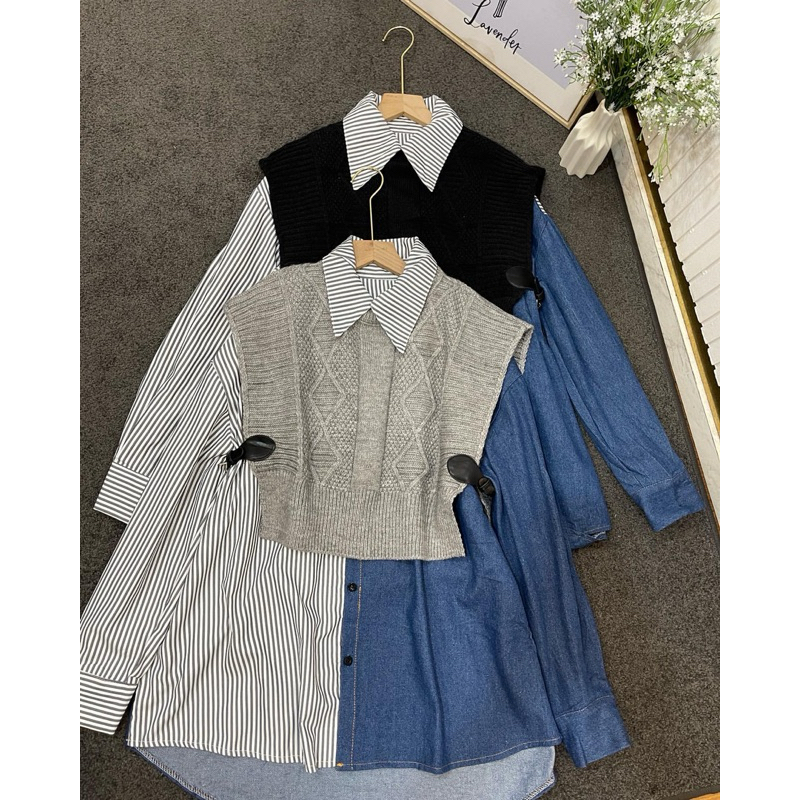 Shunclo - Zibby Blouse Atasan Wanita Import Bangkok Mix Rajut