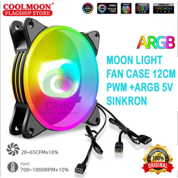 Fan moon light 12cm Sinkron ARGB PWM coolmoon  fan casing COOLMOON