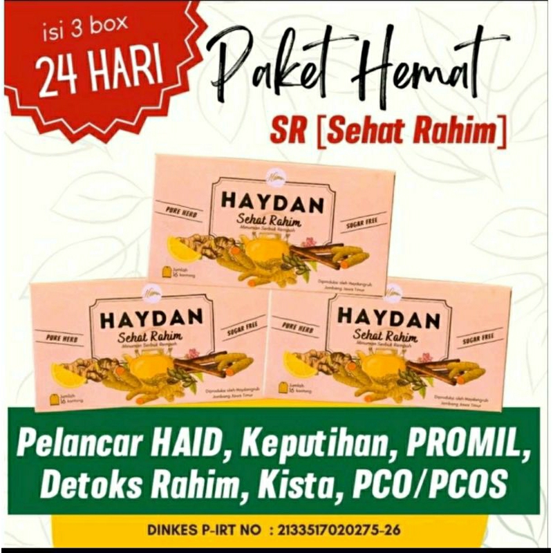 

PAKET HAYDAN SR 3 Box | PROMIL | Pelancar Haid | Ramuan Rempah