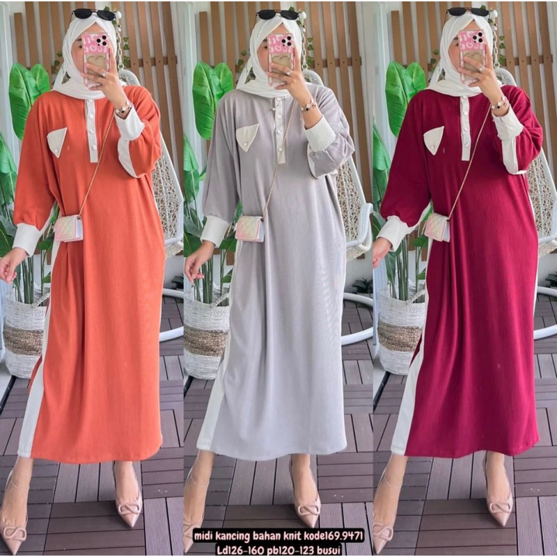 midi dress knit import premium