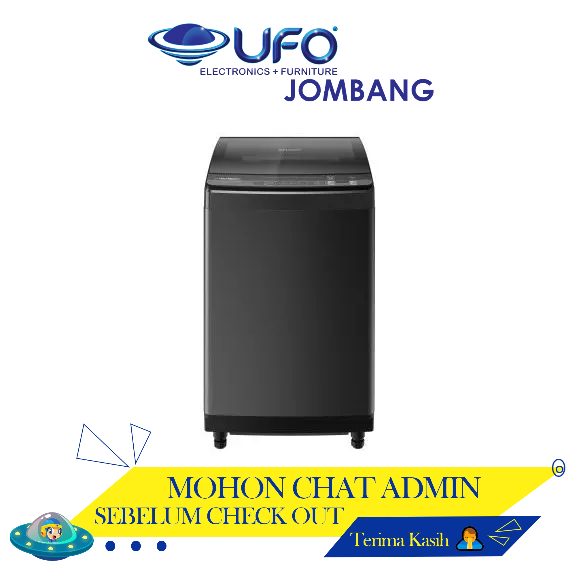 ESM9500XTSA Sharp Mesin Cuci 1 Tabung Top Loading Megamouth Series Kapasitas 9,5 KG