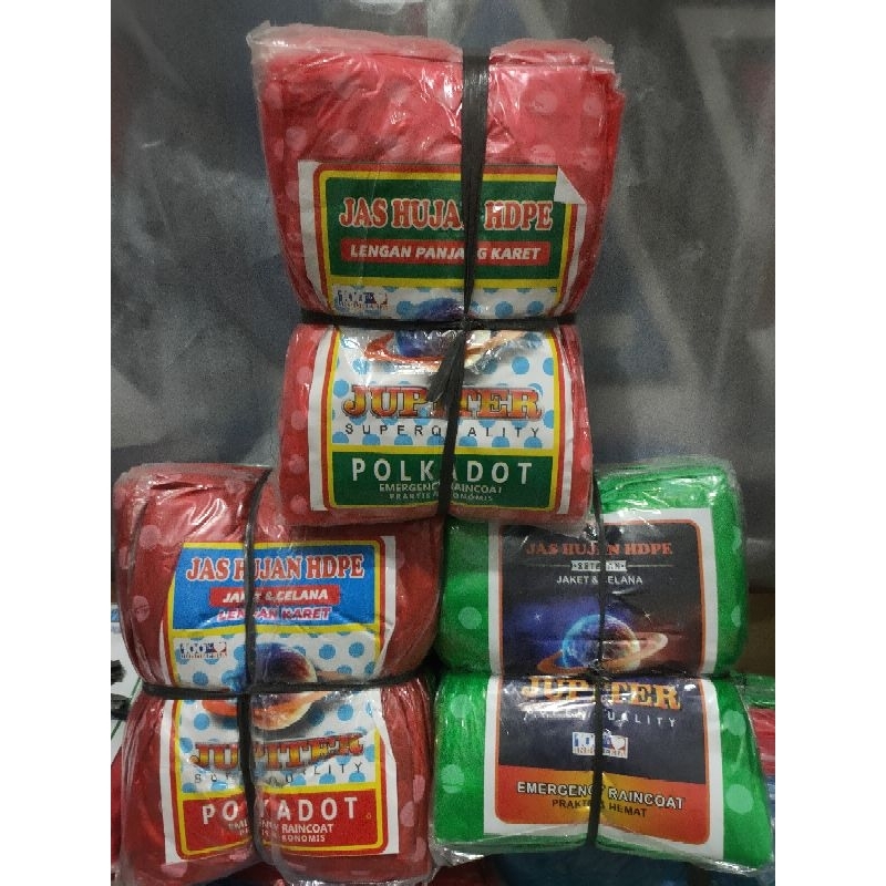 JAS HUJAN PLASTIK POLKADOT SETELAN 1 LUSIN