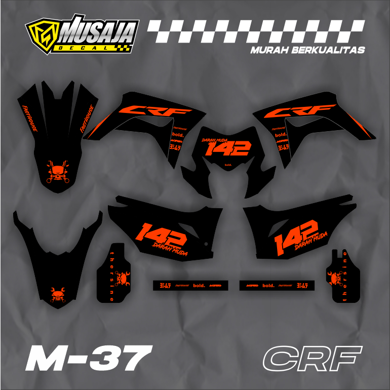 Decal CRF motif orange hitam Fullbody - dekal crf full body