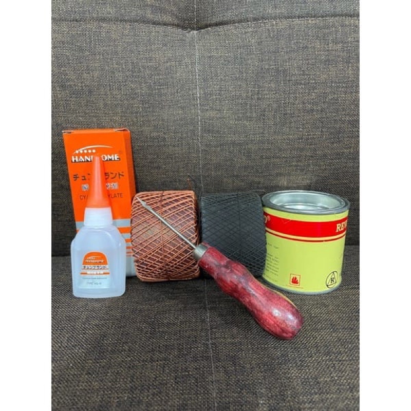 PAKET ISI 5 SOL SEPATU - JARUM SOL SEPATU + Lem sol sepatu + Lem handsome + 2 benang coklat dan hita