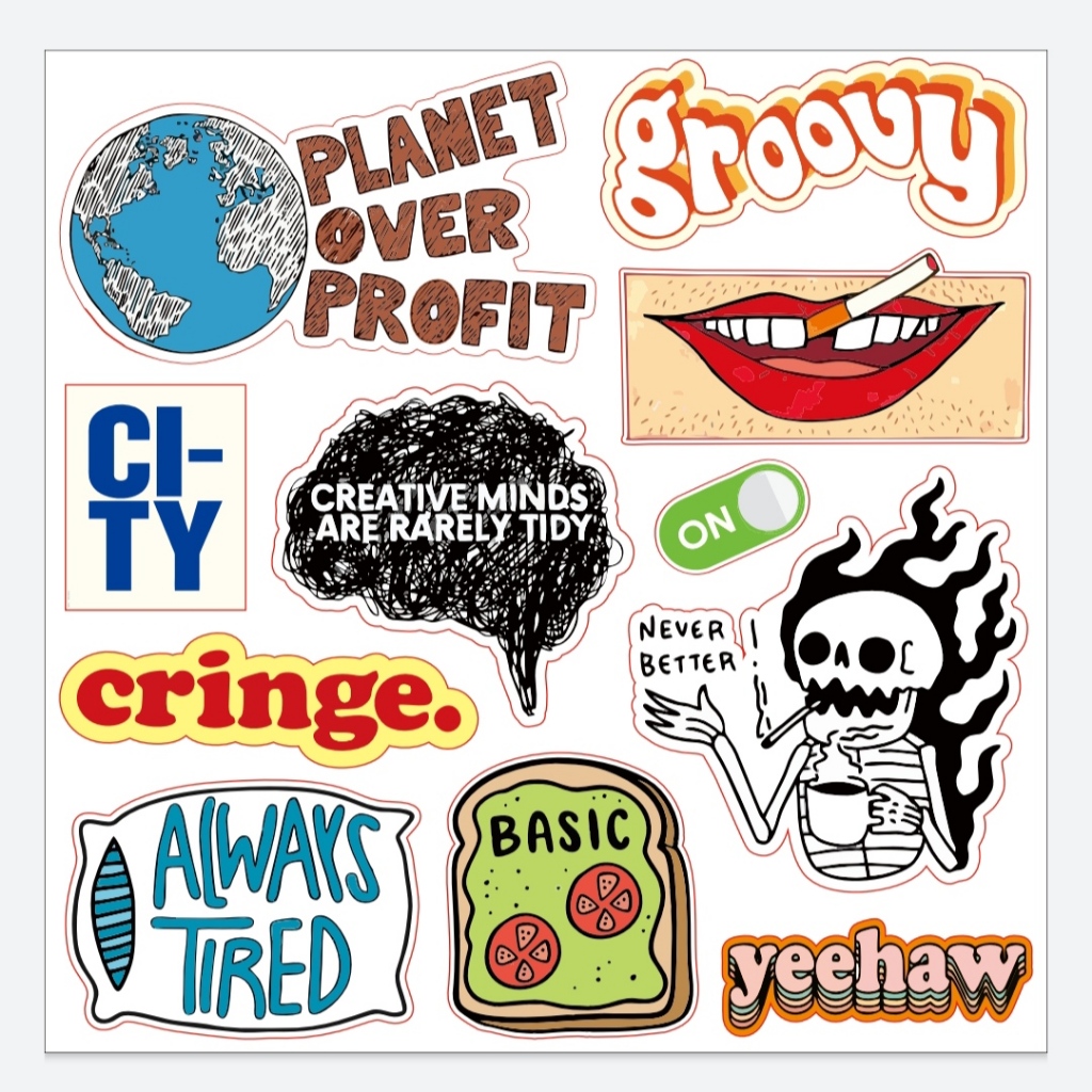 

Sticker Pack Planet Over Profit Groovy City