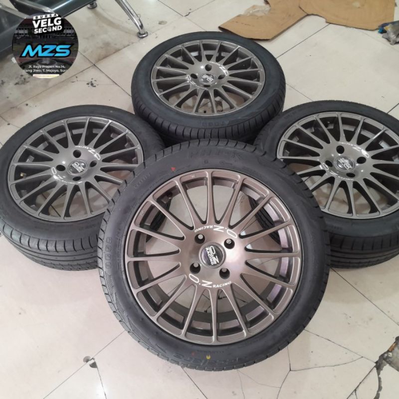 Velg Mobil Bekas Ring 17 Lubang 4x114 OZ RACING R17X7,5 H4X114 ET45 + BAN 225 45 R17 Pnp Livina Avan
