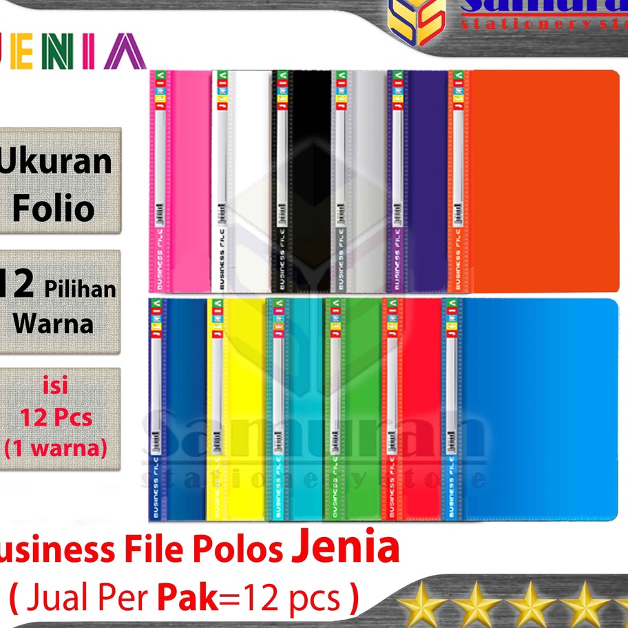 

Best Map Business File Polos Folio Jenia ( 1 pak ) isi 12 Pcs / Map Bisnis File Acco Plastik F4 12 Pilihan Warna Murah Banget