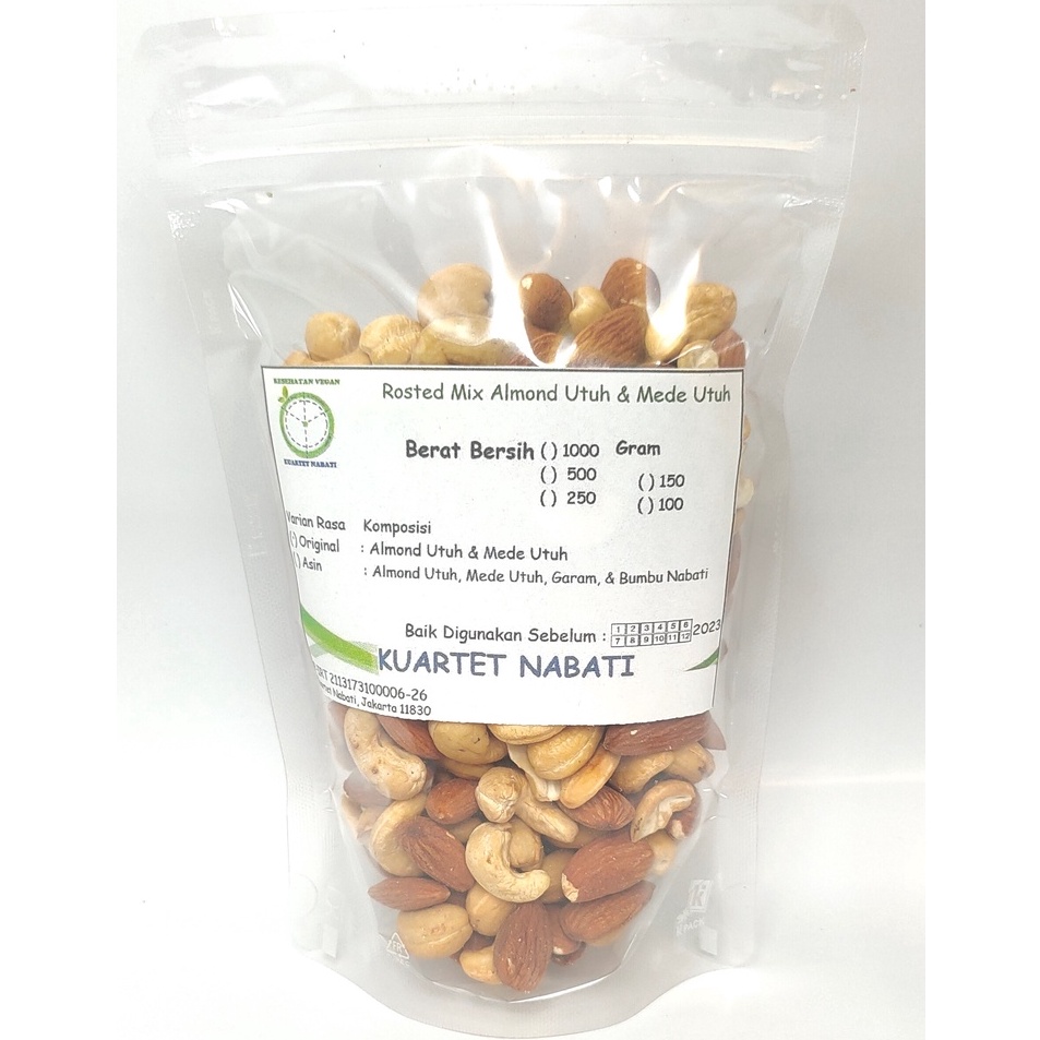 

Murah Banget 250gr Mix Roasted Almond Utuh dan Mede / Cashew Utuh Varian Rasa Original/ Asin