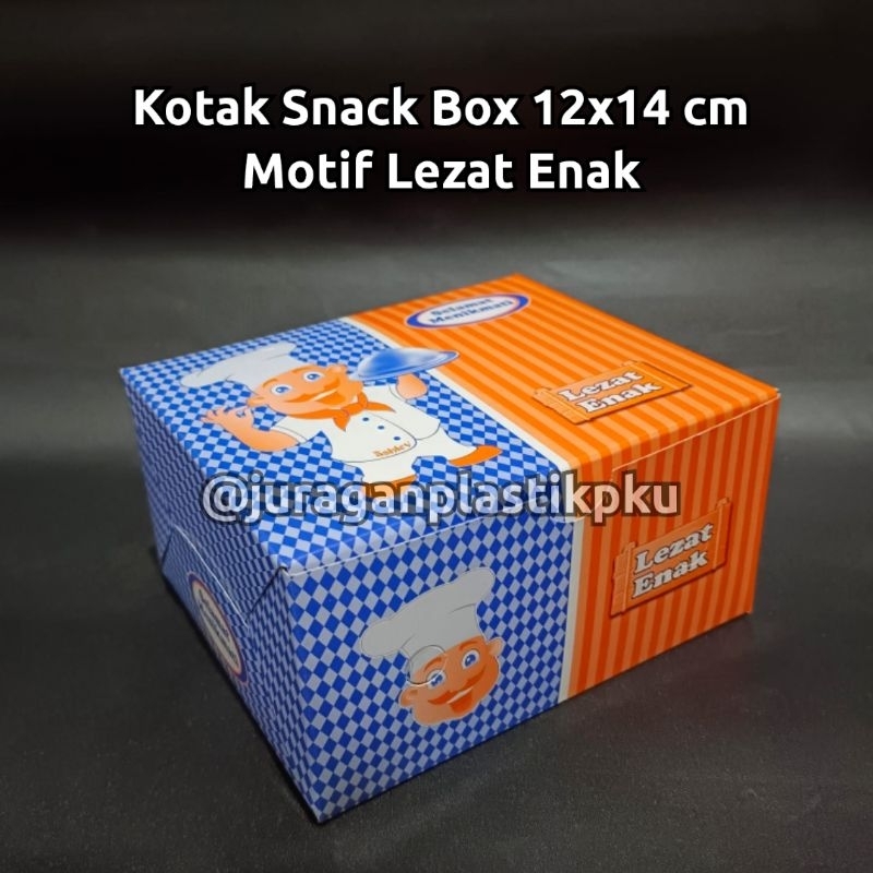 ( 100 PCS ) Kotak Snack Box 12x12 | 12x14 cm Motif Lezat Enak | Dus Kertas Cemilan Makanan Dessert 1