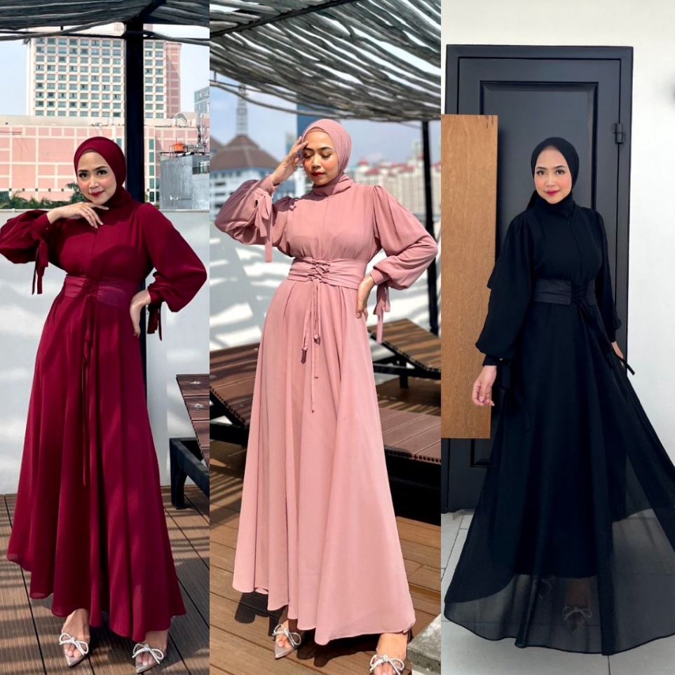 Seller Lively Long Dress Kondangan Gamis Pesta Seragam Bridesmaid Gaun Prewedding Baju Muslim Polos 
