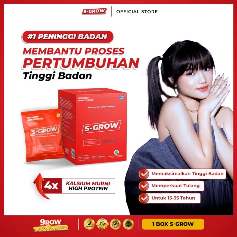 SGROW HIGH CALSIUM DAN HIGH PROTEIN PENINGGI BADAN TERBAIK ORIGINAL BPOM 1 BOX SGROW REMAJA-DEWASA