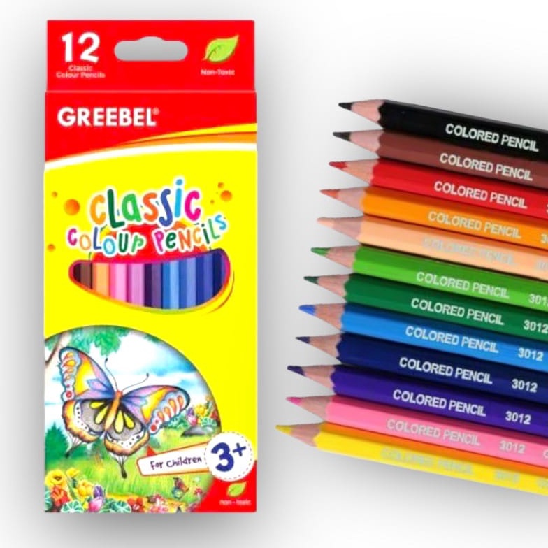 

Kualitas Premium.. PENSIL WARNA GREEBEL PANJANG ISI 12 - 12 Classic Color Pencils 7012 ESA