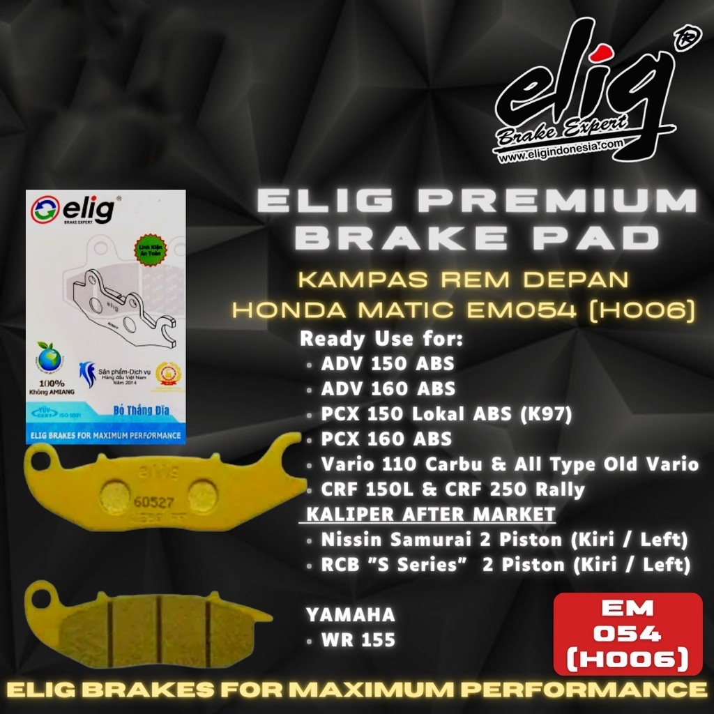 ELIG Kampas Rem Depan CRF 150L CRF 250 Rally Disc Pad CRF 250 Rally CRF 150L Brake Pad EM054