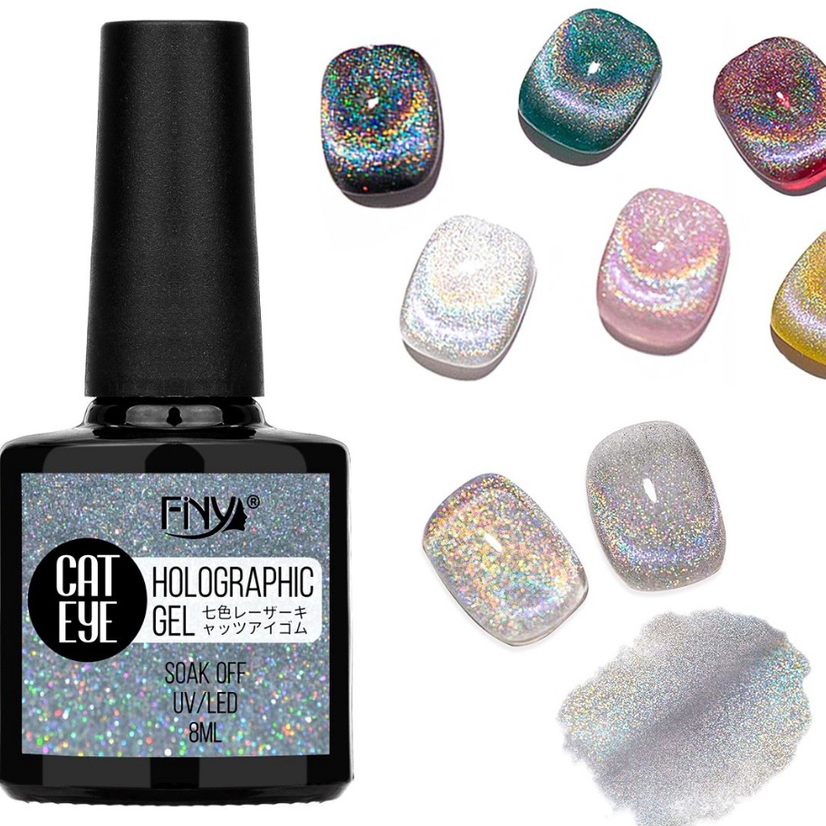 Harga Murah FINY HOLOGRAM GEL CAT EYE GEL POLISH RAINBOW / FNY KUTEK GEL PELANGI SILVER CAT EYE