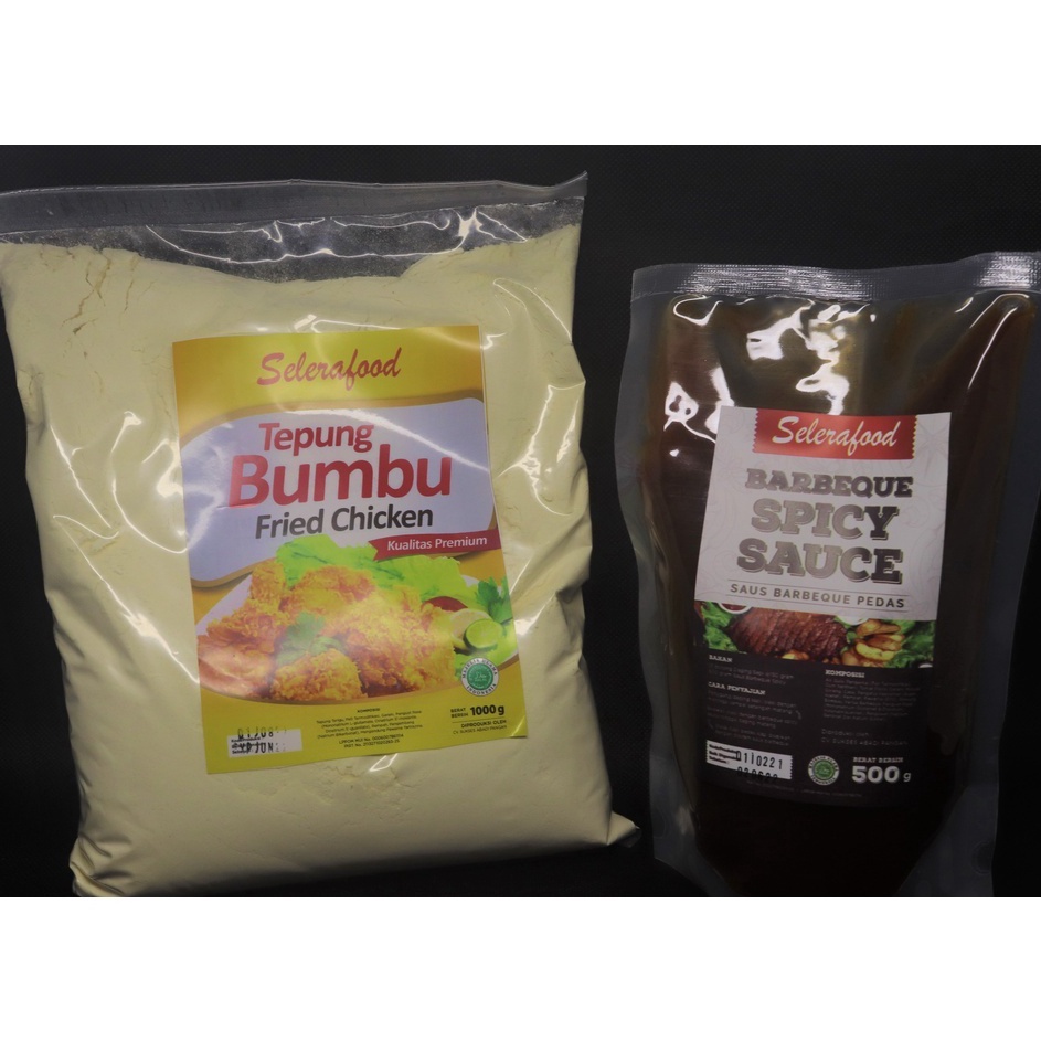 

Terbatas #PAKET 4 SELERAFOOD Tepung Bumbu @1Kg + SAUS BBQ SPICY @500g